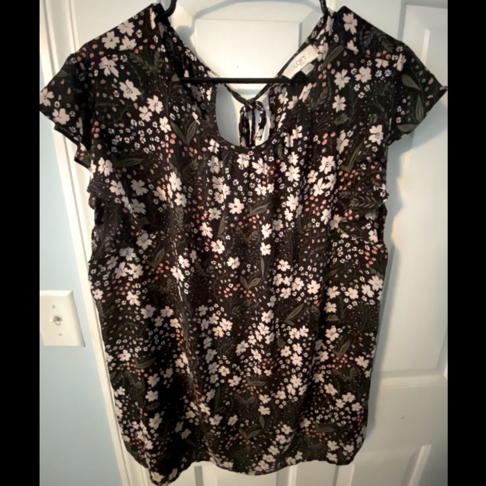 Loft multi colored floral tie back tank XL